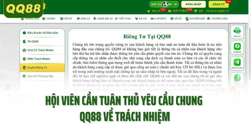 Hội viên cần tuân thủ yêu cầu chung QQ88 về trách nhiệm